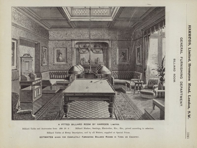 Una sala de billar equipada por Harrods de English School