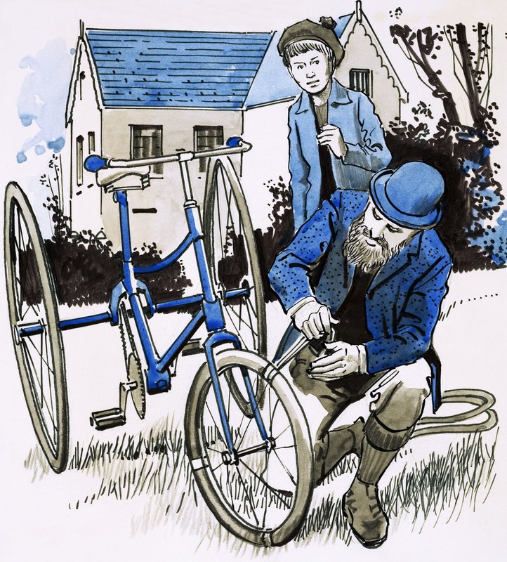 Una manguera de jardín proporcionó a John Dunlop un paseo en bicicleta suave de English School
