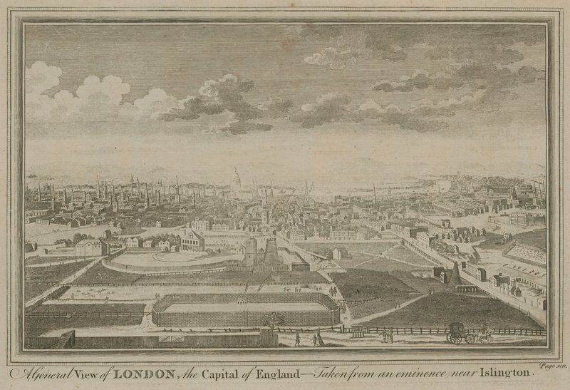 Vista general de Londres, la capital de Inglaterra, tomada desde una eminencia cerca de Islington de English School