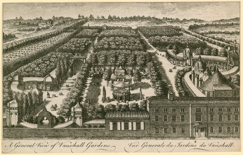 Vista general de Vauxhall Gardens, Londres de English School