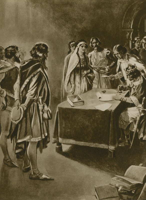 Carta real de un rey para excavar carbón (grabado) de English School