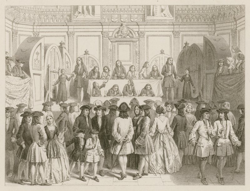 Una lotería; circa 1750 de English School