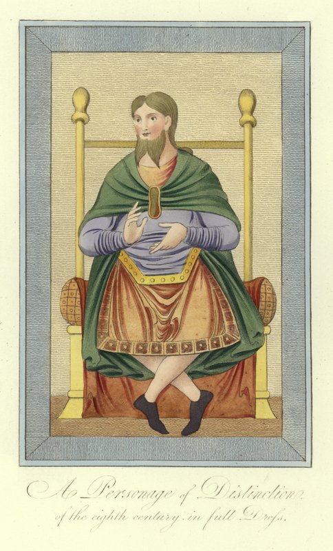 Un personaje de distinción del siglo VIII en traje completo de English School