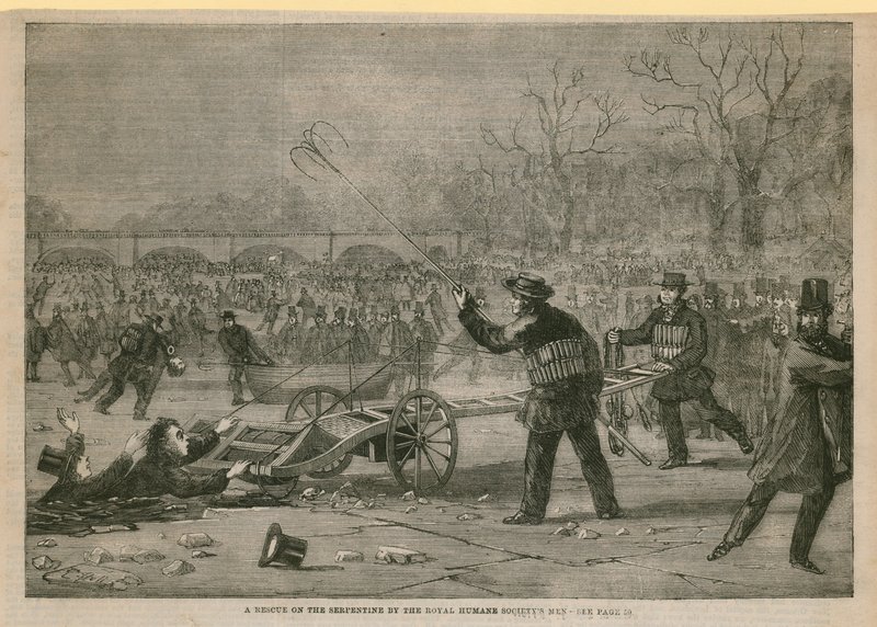 Un rescate en el Serpentine por los hombres de la Royal Humane Society de English School