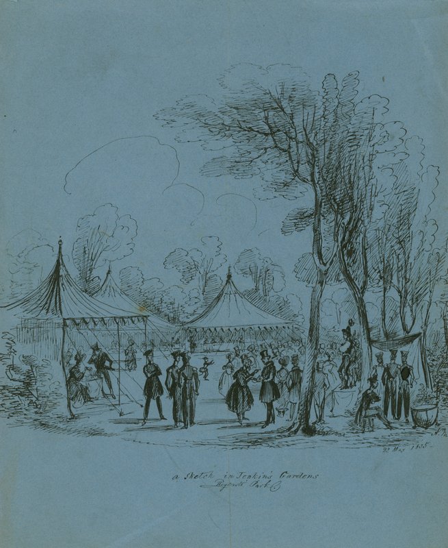 Un boceto en los Jardines de Jenkins, Regents Park, Londres de English School