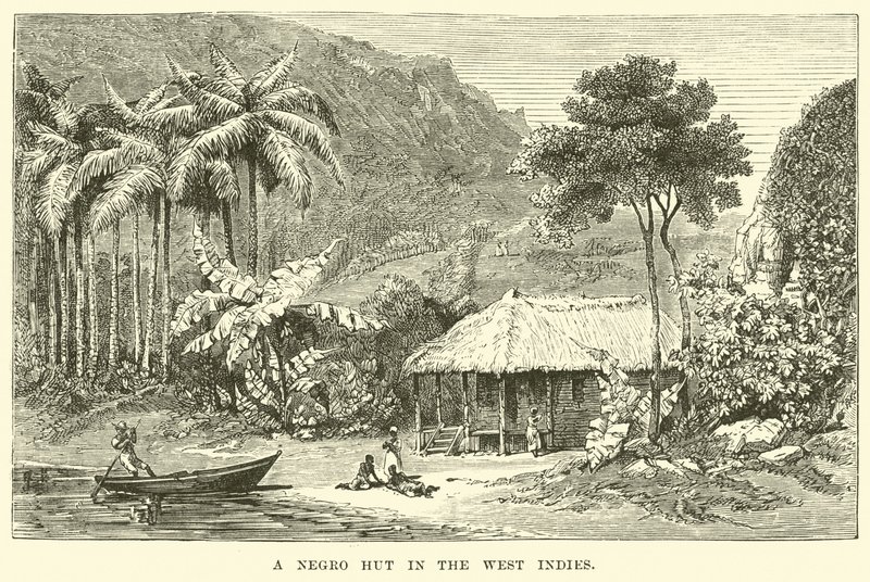 Una cabaña de esclavos en las Indias Occidentales de English School