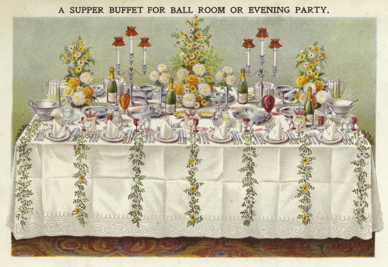 Un buffet de cena para salón de baile o fiesta nocturna de English School