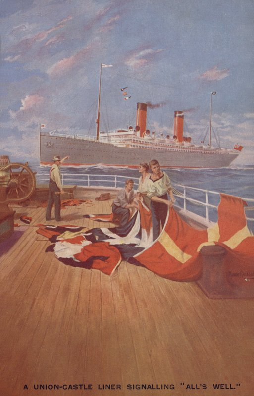 Un transatlántico union castle señalando All