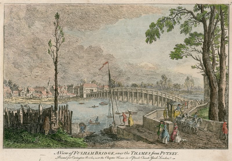 Vista del Puente Fulham, Londres, sobre el río Támesis desde Putney de English School
