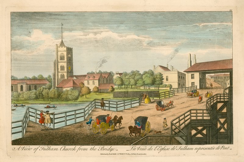 Vista de la iglesia de Fulham desde el puente de English School