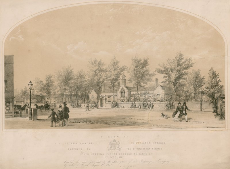 Vista del Hospital de St Peters, Newington Street, Southwark de English School