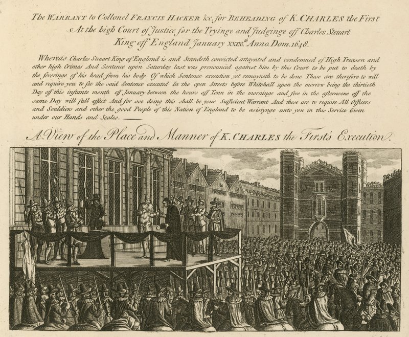 Vista del lugar y la manera de la ejecución del Rey Carlos I de English School