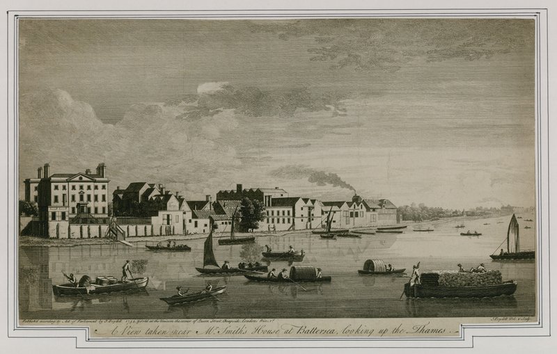 Vista tomada cerca de la casa del Sr. Smith en Battersea, mirando hacia el Támesis de English School