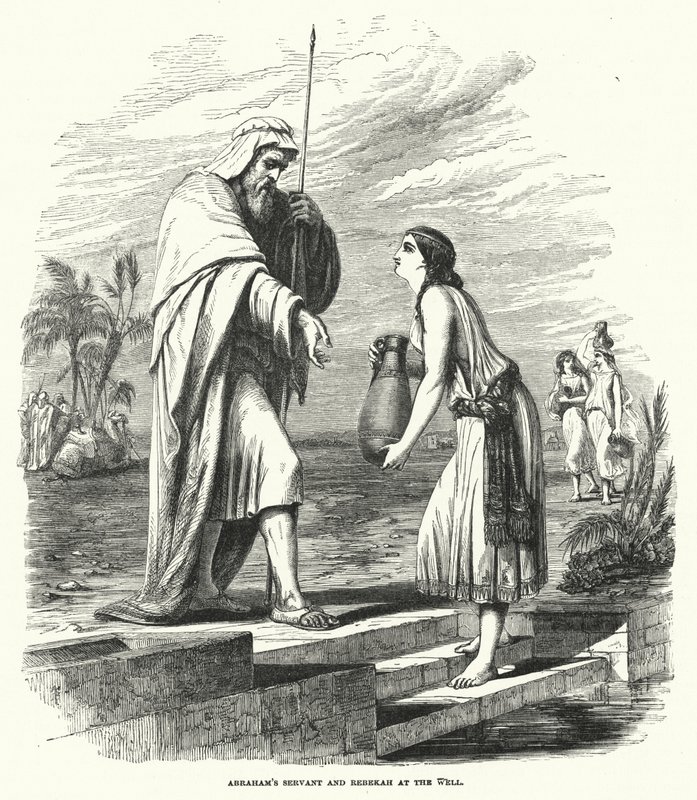 El siervo de Abraham y Rebeca en el pozo de English School