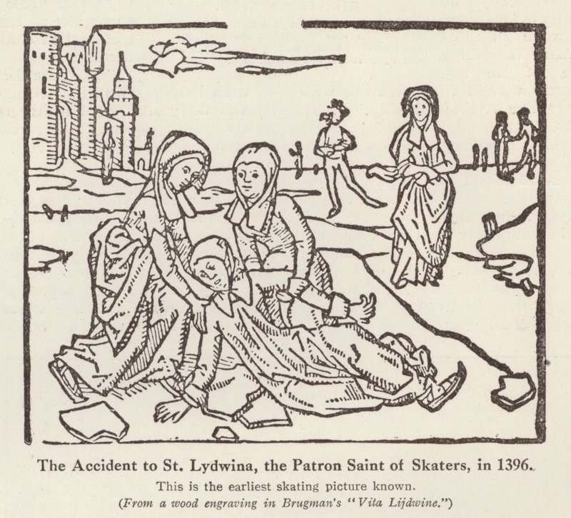 Accidente de Santa Lydwina, patrona de los patinadores, en 1396 de English School
