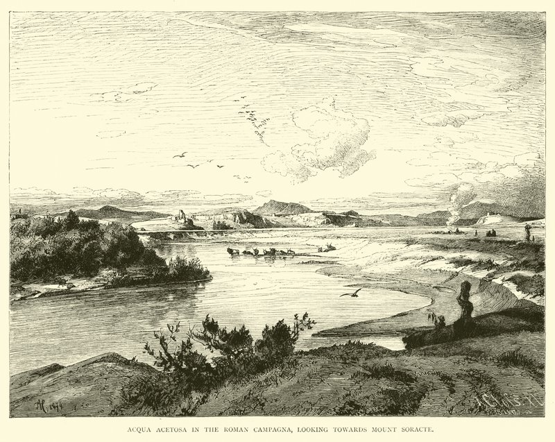 Acqua Acetosa en la Campagna Romana, mirando hacia el Monte Soracte de English School