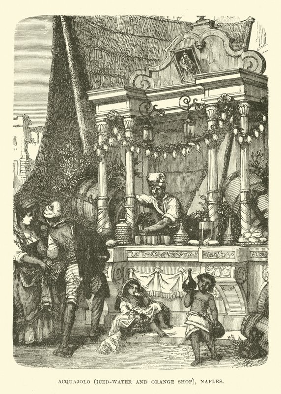 Acquajolo, tienda de agua helada y naranjas, Nápoles de English School