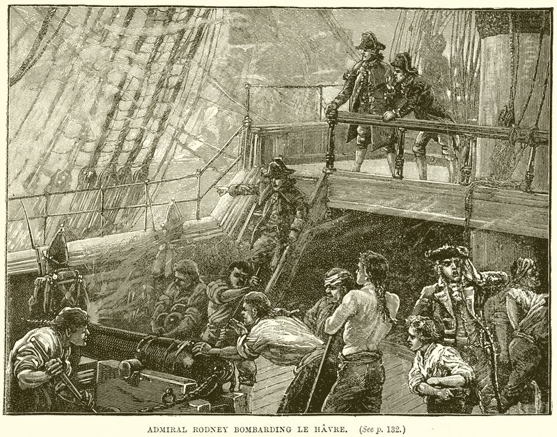 El almirante Rodney bombardeando Le Havre de English School