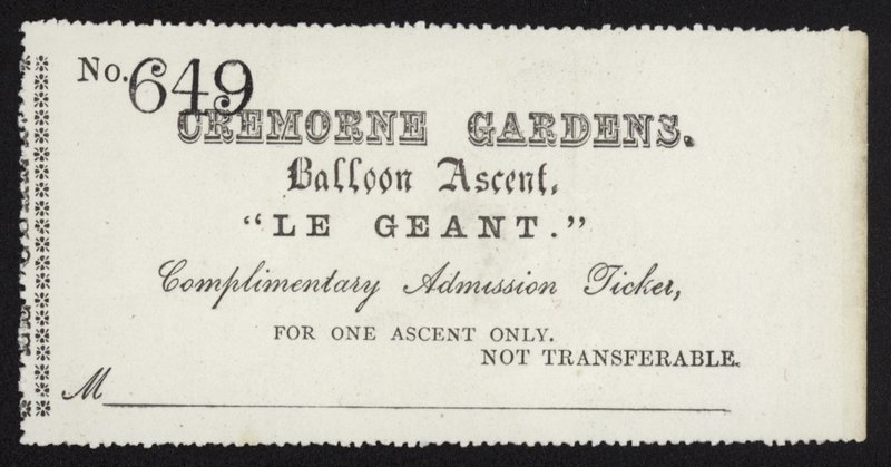 Entrada para el ascenso del globo Le Géant desde Cremorne Gardens, Londres de English School