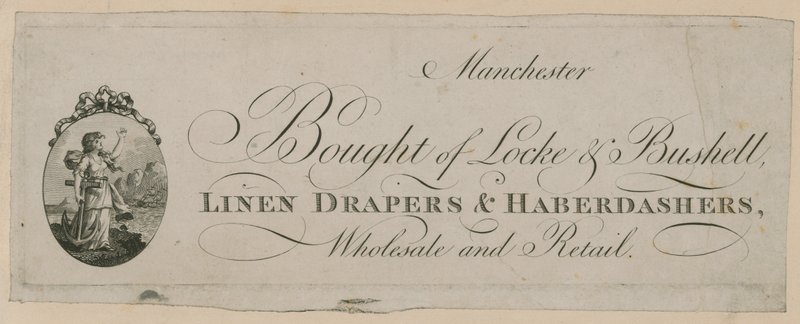 Anuncio de Bought of Locke & Bushell, Manchester de English School