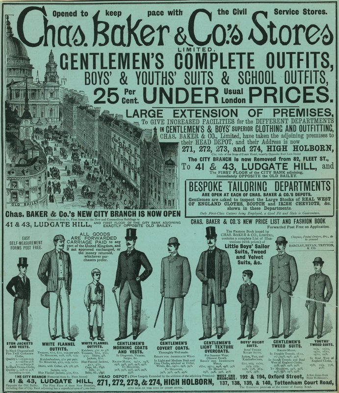Anuncio de las tiendas de Chas Baker & Co de English School