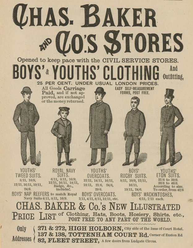 Anuncio de las tiendas de Chas Baker & Co de English School