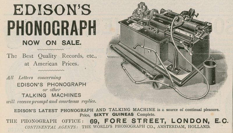 Anuncio del fonógrafo de Edison de English School