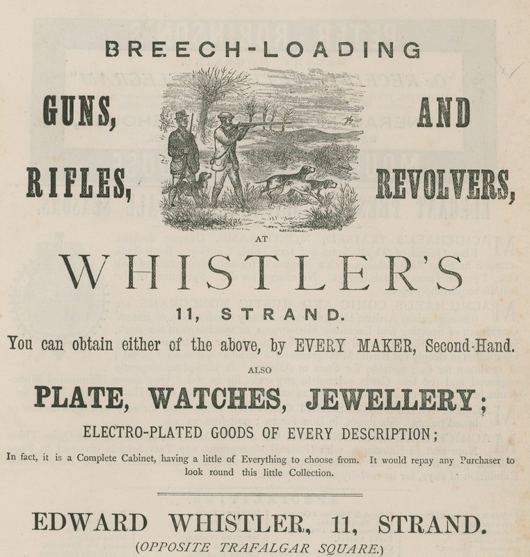 Anuncio de Edward Whistler, 11 Strand, Londres de English School