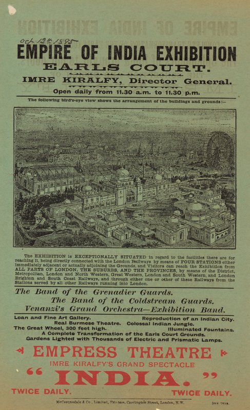 Anuncio de la Exposición del Imperio de la India, Earls Court de English School
