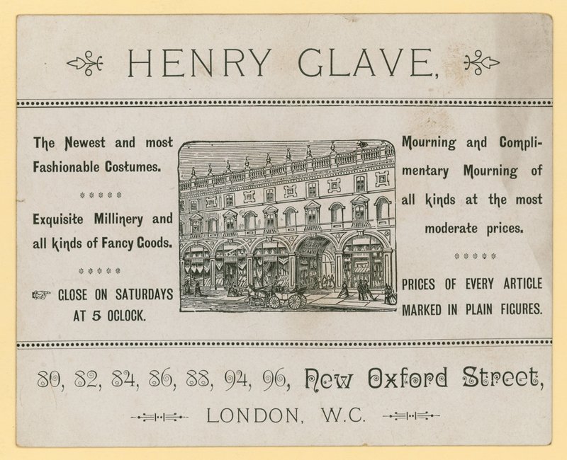 Anuncio de Henry Glave, New Oxford Street, Londres de English School