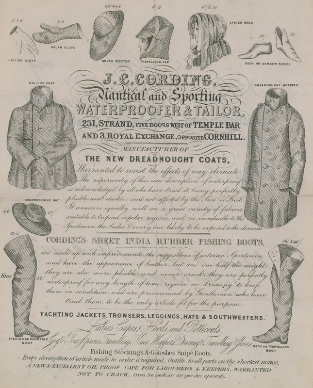 Anuncio de J C Cording, Impermeabilizador y Sastre de English School