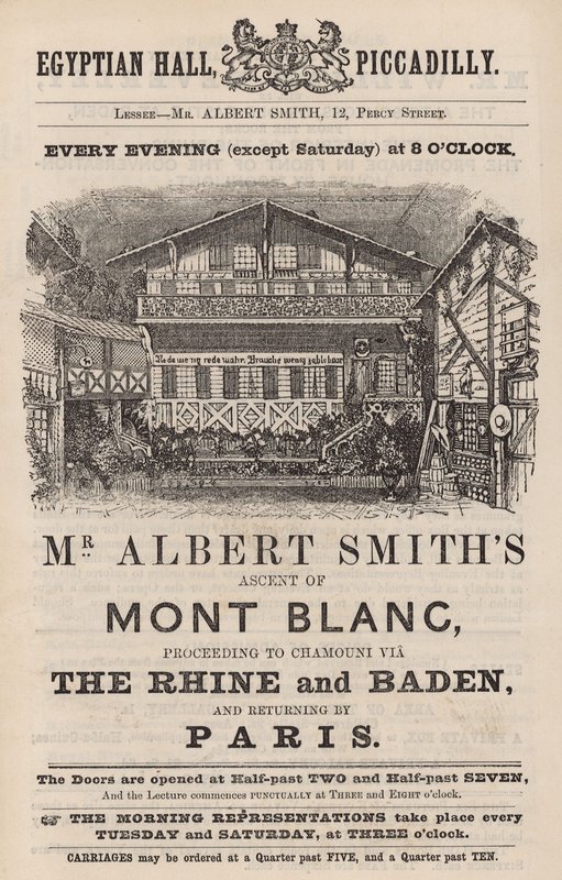 Anuncio de la aparición del Sr. Albert Smith en el Salón Egipcio de English School