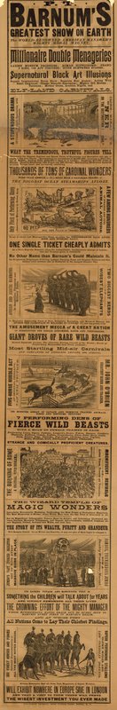 Anuncio del Mayor Espectáculo del Mundo de P T Barnum de English School