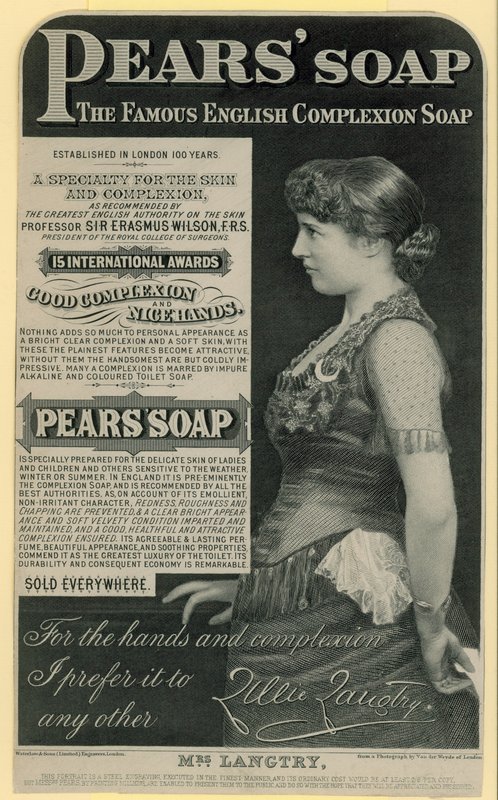 Anuncio de Pears Soap con la actriz Lillie Langtry de English School