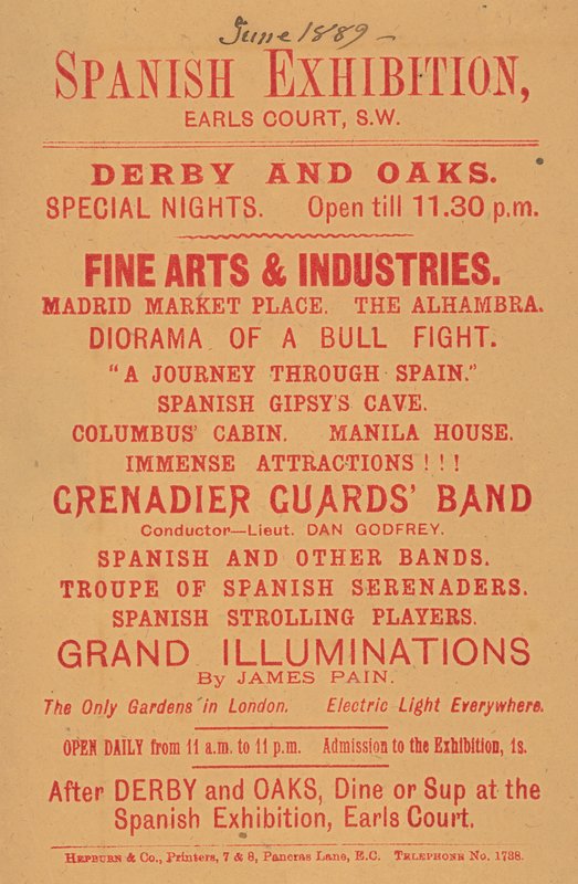 Anuncio de la Exposición Española, Earls Court de English School