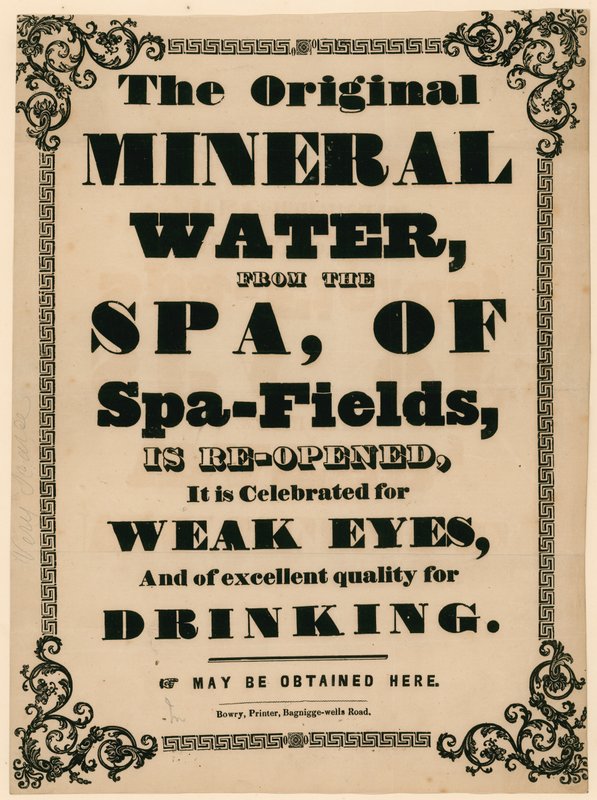Anuncio para El Agua Mineral Original del Spa de Spa-Fields de English School