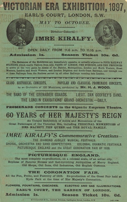 Anuncio de la Exposición de la Era Victoriana, 1897, en Earls Court de English School