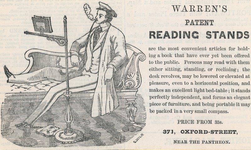 Anuncio de los soportes de lectura patentados de Warren de English School