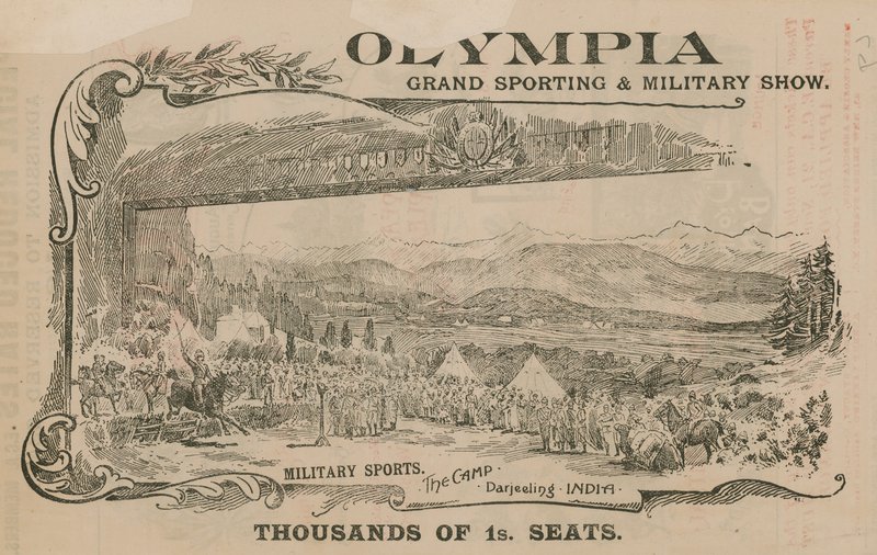 Anuncio de un Gran Espectáculo Deportivo y Militar en Olympia, Londres de English School