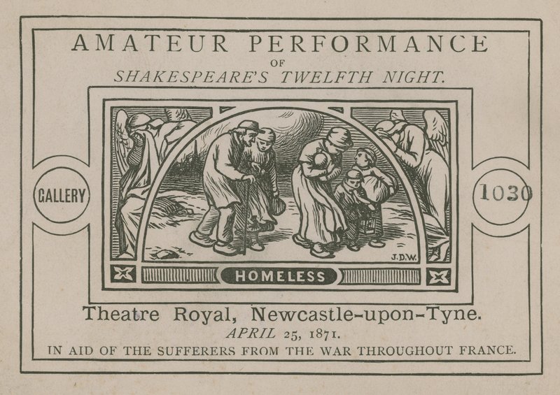 Anuncio de una actuación amateur de Noche de Reyes de Shakespeare de English School
