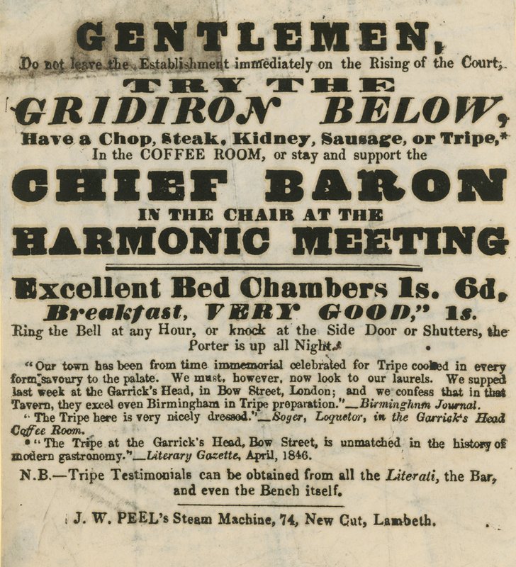Anuncio para la Cabeza de Garrick, Bow Street de English School
