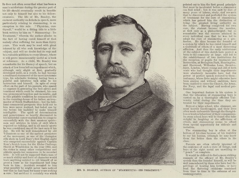 Anuncio, Sr. B Beasley, autor de "Tartamudeo, su tratamiento" de English School