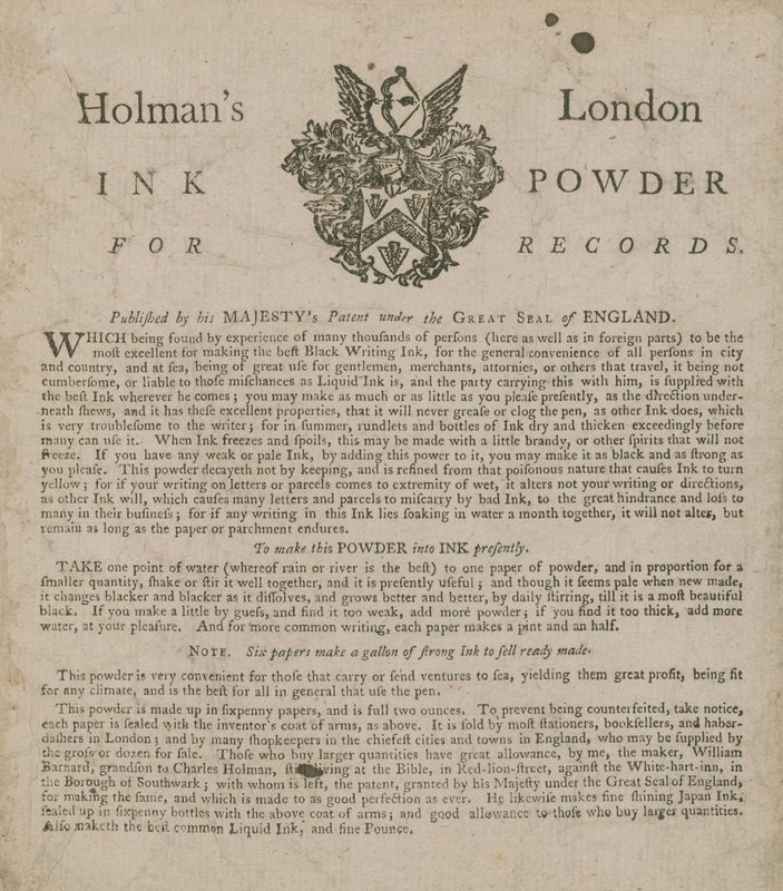 Anuncio de Holmans London Ink Powder for Records de English School