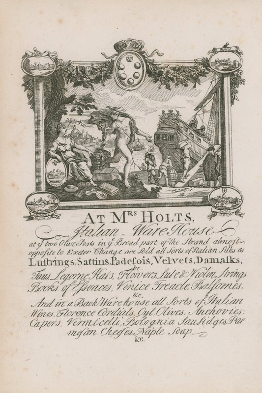 Anuncio del almacén italiano de Mrs Holts de English School