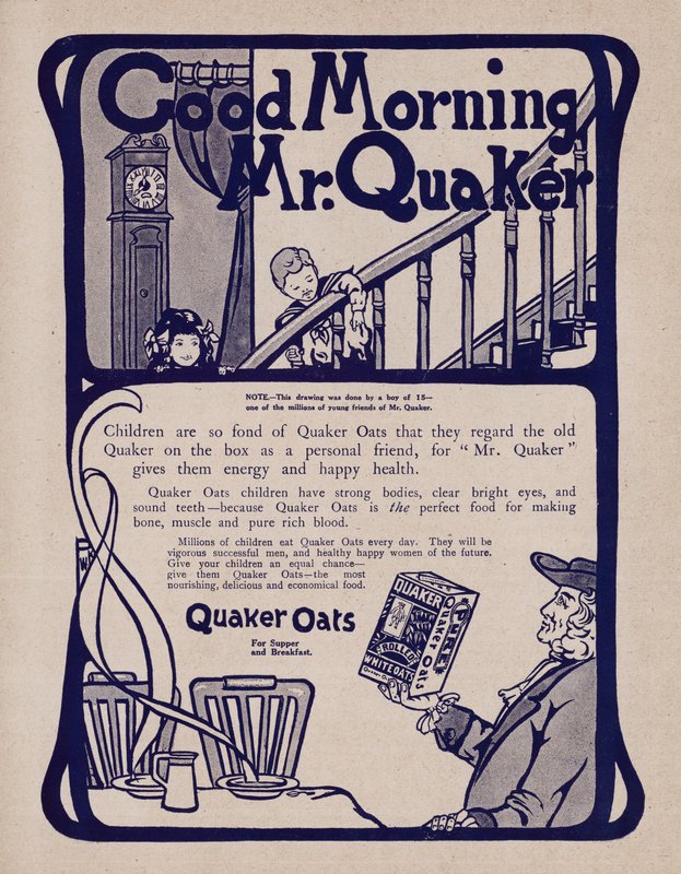 Anuncio de cereal de desayuno Quaker Oats de English School