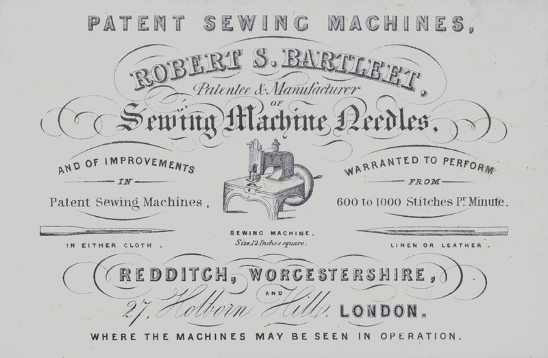 Anuncio de máquinas de coser Robert S Bartleet de English School
