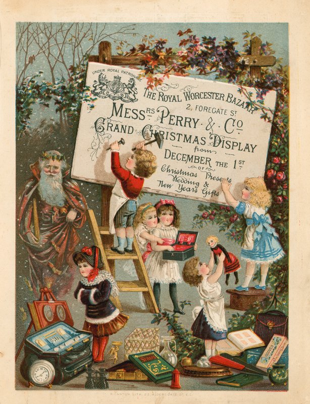 Anuncio para The Royal Worcester Bazaar, 2 Foregate Street, Londres de English School
