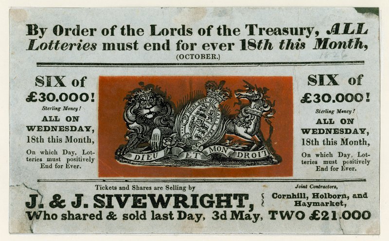 Anuncio de la última lotería, 1826 de English School
