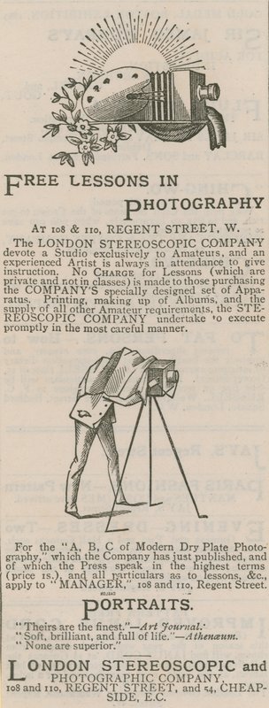 Anuncio de la London Stereoscopic and Photographic Company de English School