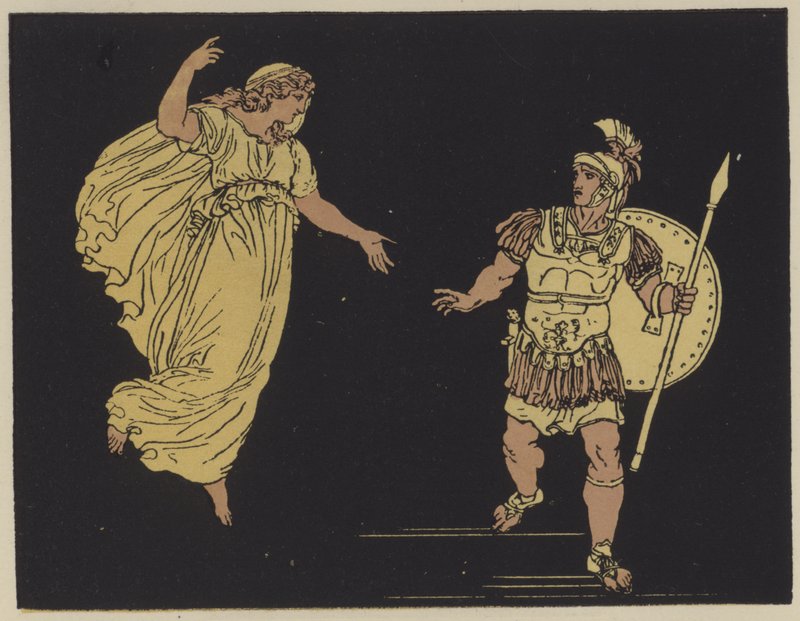 Eneas y la sombra de Creusa (litografía en color) de English School